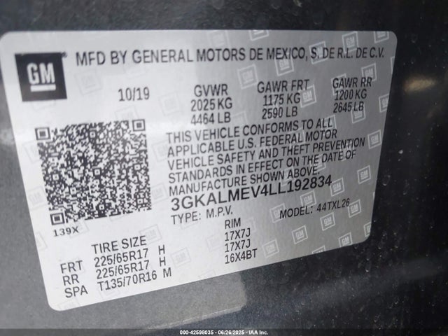 3GKALMEV4LL192834 GMC lyx