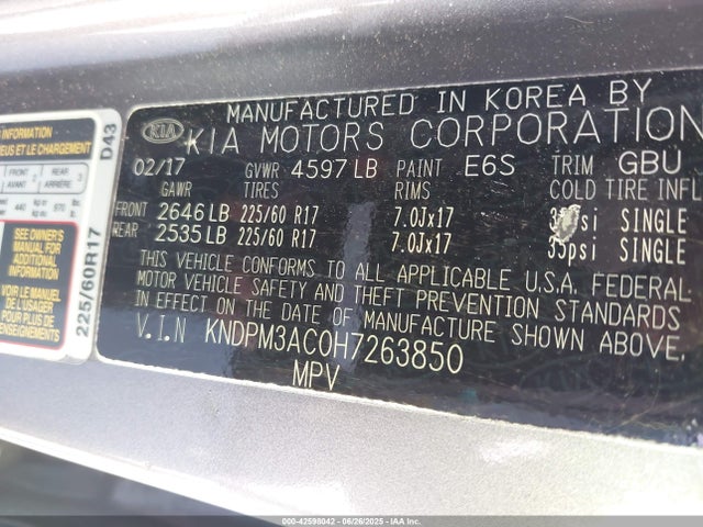 KIA gdi theta ii 2017 KNDPM3AC0H7263850 Image 9
