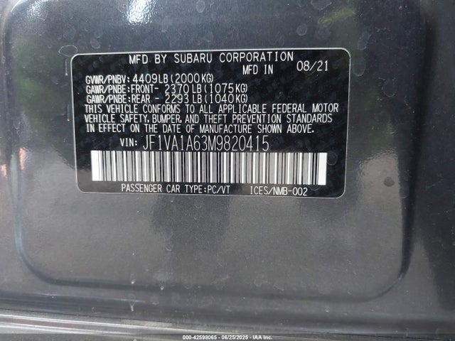 JF1VA1A63M9820415 Subaru dib turbo