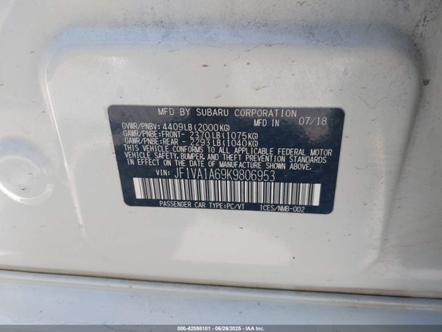 Subaru dib 2019 JF1VA1A69K9806953 Image 9