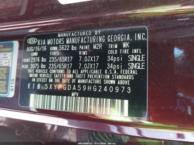 2017 KIA SORENTO 5XYPGDA59HG240973 Photo 8