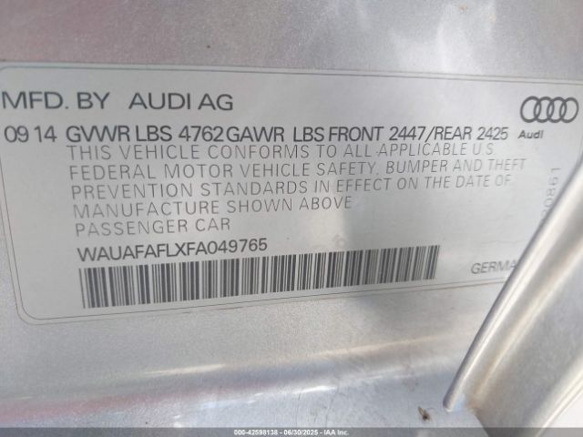 2015 AUDI A4 WAUAFAFLXFA049765 Photo 8