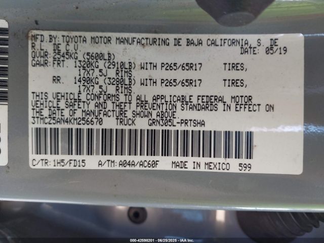 2019 TOYOTA TACOMA 4WD 3TMCZ5AN4KM256670 Photo 8