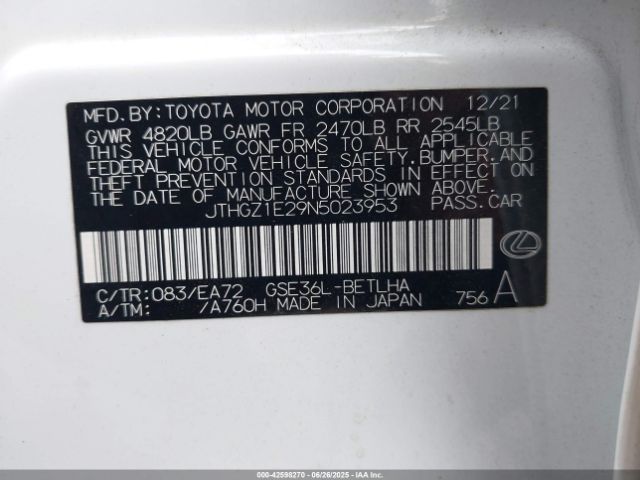 JTHGZ1E29N5023953 Lexus 2gr-fks