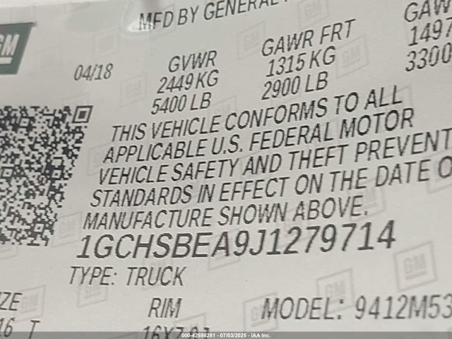 Chevrolet lcv - spark ignited direct injection, variable valve timing, dcvcp, e85 max, e0-e100, alum 2018 1GCHSBEA9J1279714 Image 9