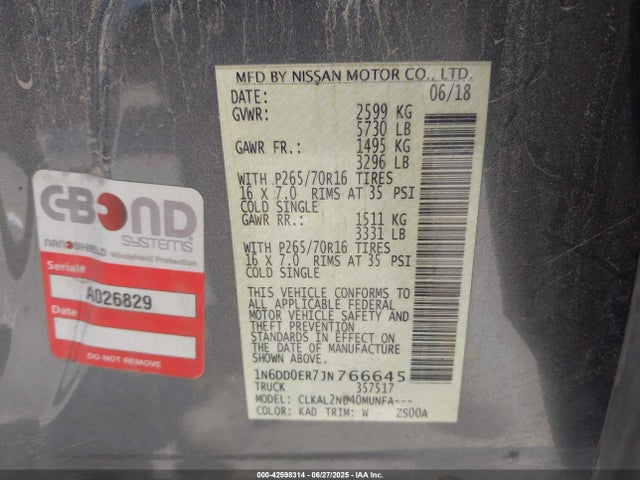 Nissan Frontier 2018 1N6DD0ER7JN766645 Image 9