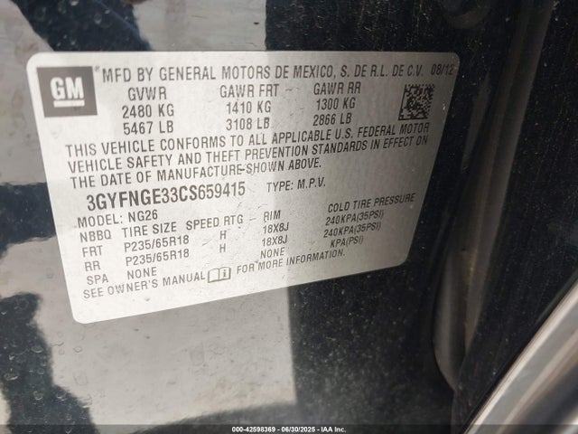 2012 CADILLAC SRX 3GYFNGE33CS659415 Photo 8