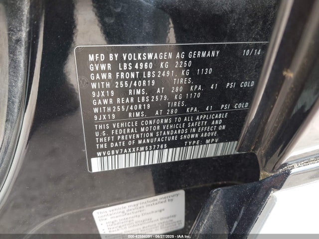 WVGBV7AXXFW537765 Volkswagen 2015