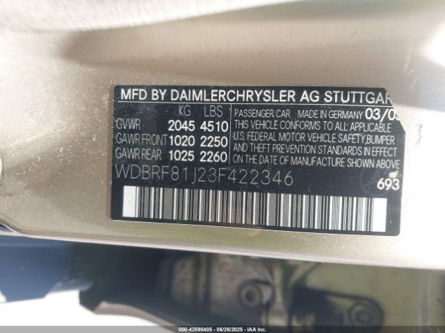 2003 MERCEDES-BENZ C 240 WDBRF81J23F422346 Photo 8