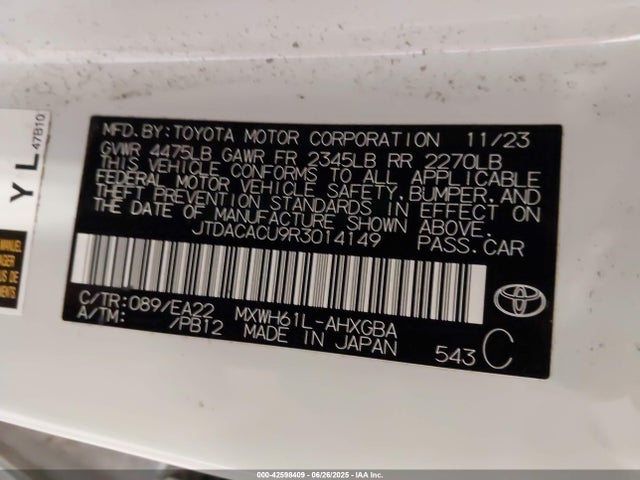JTDACACU9R3014149 Toyota m20a-fxs