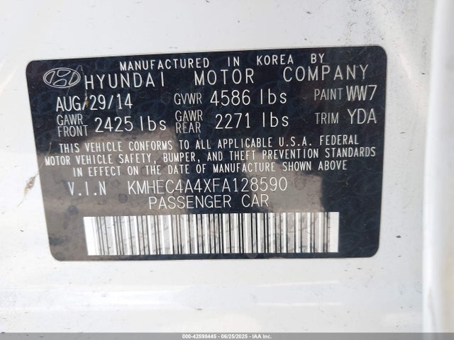 Hyundai dohc mpi theta ii 2015 KMHEC4A4XFA128590 Image 9