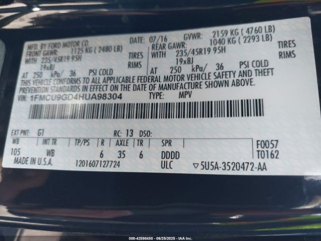2017 FORD ESCAPE 1FMCU9GD4HUA98304 Photo 8