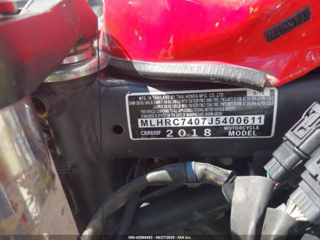 2018 HONDA CBR650 MLHRC7407J5400611 Photo 9