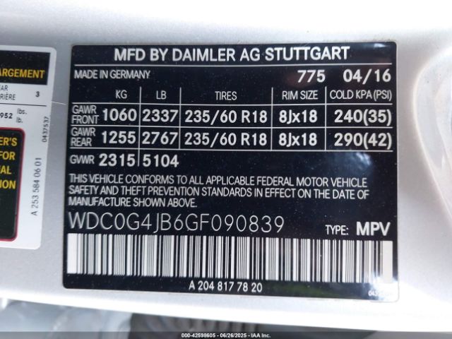 2016 MERCEDES-BENZ GLC 300 WDC0G4JB6GF090839 Photo 8