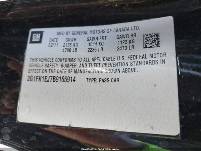 2011 CHEVROLET CAMARO 2G1FK1EJ7B9165914 Photo 8