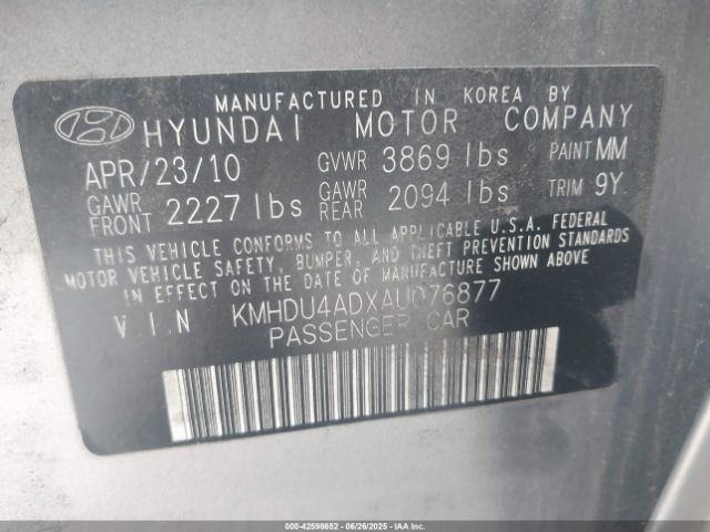 2010 HYUNDAI ELANTRA KMHDU4ADXAU076877 Photo 8