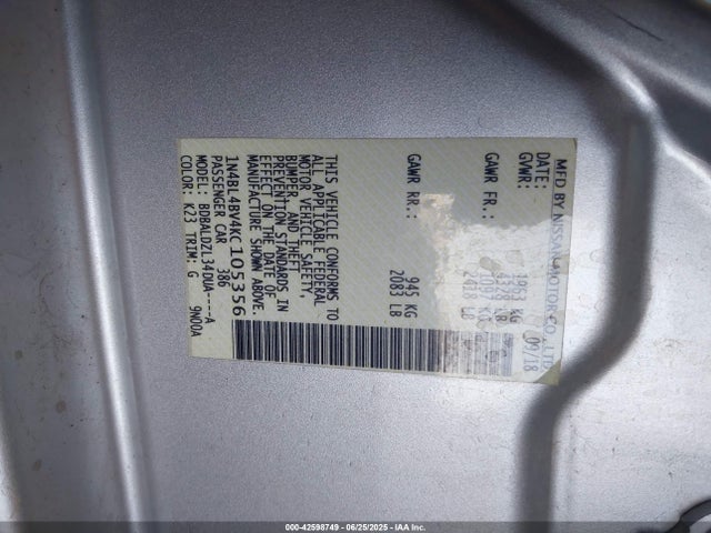 1N4BL4BV4KC105356 Nissan 2019