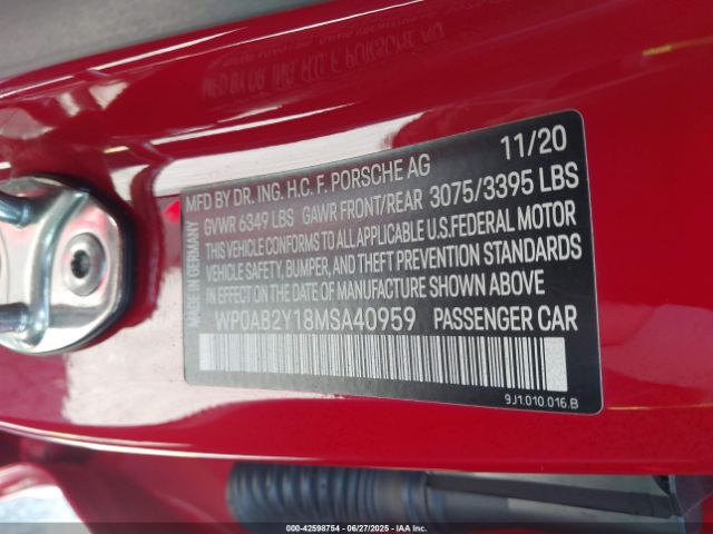 2021 PORSCHE TAYCAN WP0AB2Y18MSA40959 Photo 8