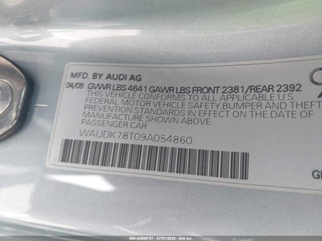 2009 AUDI A5 WAUDK78T09A054860 Photo 8