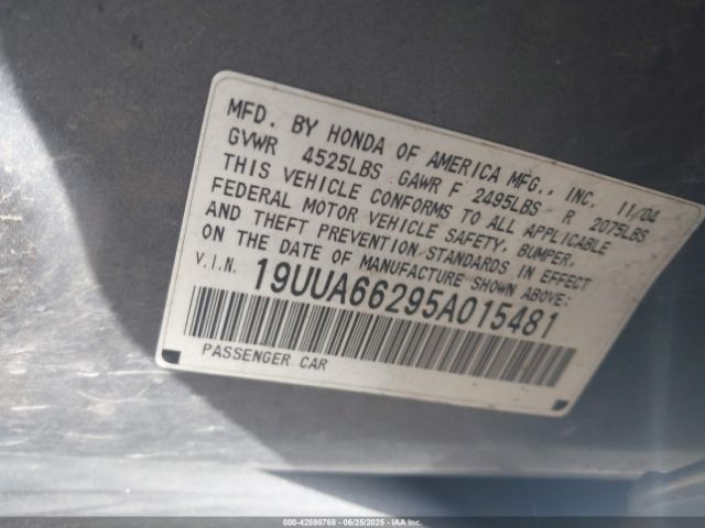 2005 ACURA TL 19UUA66295A015481 Photo 8