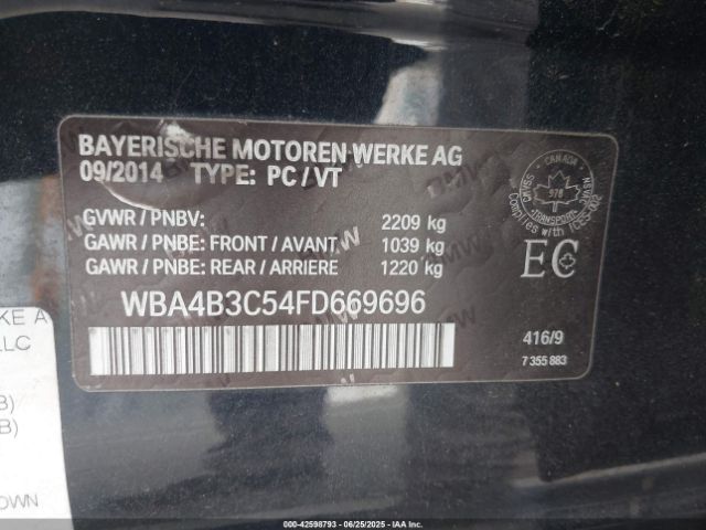 2015 BMW 435I GRAN COUPE WBA4B3C54FD669696 Photo 8