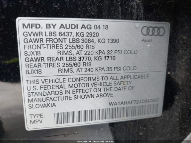 2018 AUDI Q7 WA1AHAF72JD042682 Photo 8