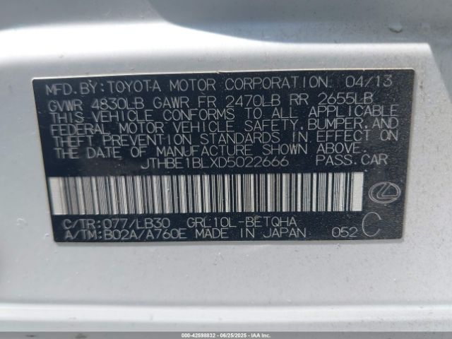2013 LEXUS GS 350 JTHBE1BLXD5022666 Photo 8