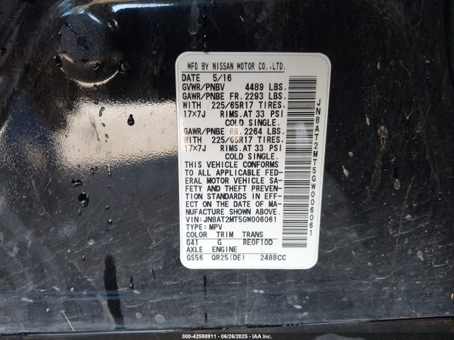 JN8AT2MT5GW006061 Nissan Rogue