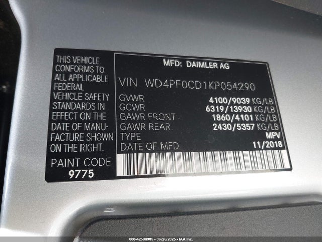 WD4PF0CD1KP054290 Mercedes-Benz om 642 with brake assist