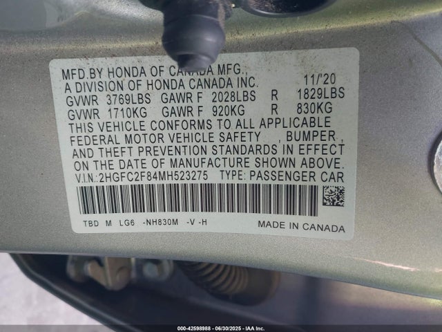 2HGFC2F84MH523275 Honda k20c2