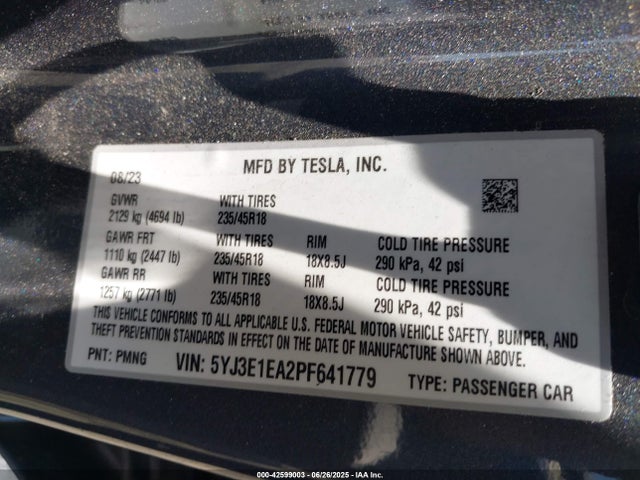 2023 TESLA MODEL 3 5YJ3E1EA2PF641779 Photo 8