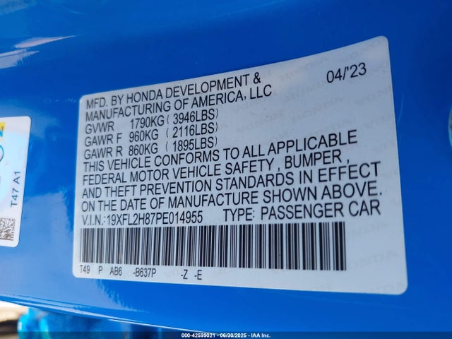 19XFL2H87PE014955 Honda k20c2