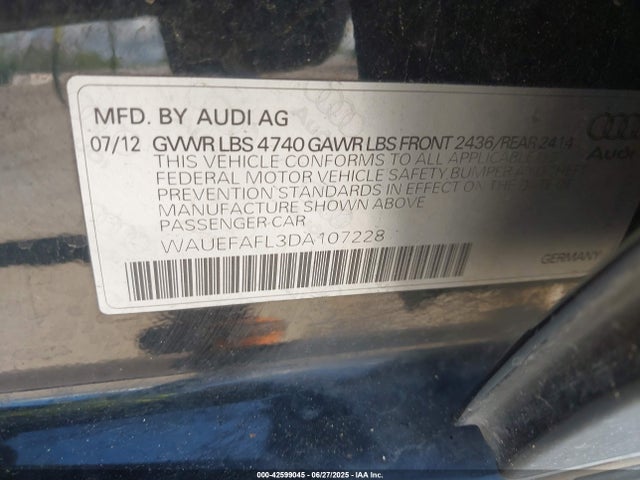 2013 AUDI A4 WAUEFAFL3DA107228 Photo 8