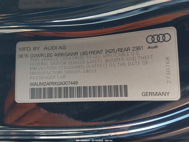 2016 AUDI A5 WAUM2AFRXGA007448 Photo 8