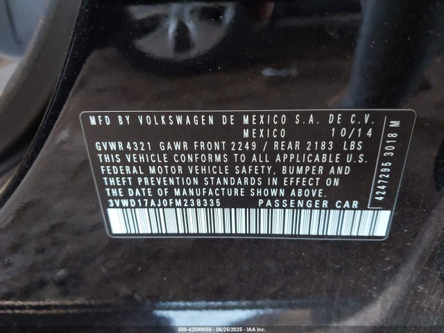 3VWD17AJ0FM238335 Volkswagen 1.8t