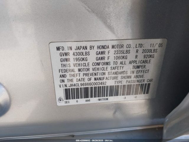 2006 ACURA TSX JH4CL969X6C003492 Photo 8