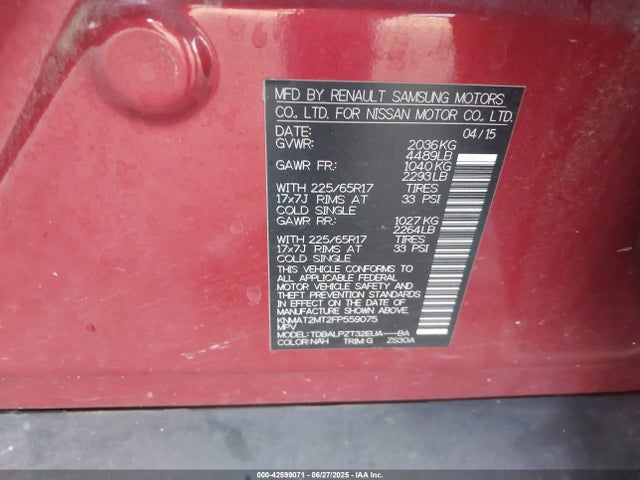 KNMAT2MT2FP559075 Nissan 2015