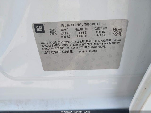 1G1PA5SG7E7379525 Chevrolet lwe