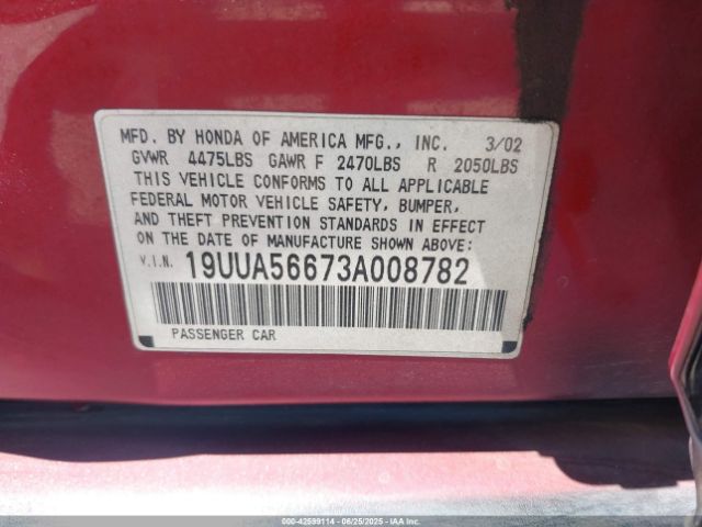 2003 ACURA TL 19UUA56673A008782 Photo 8