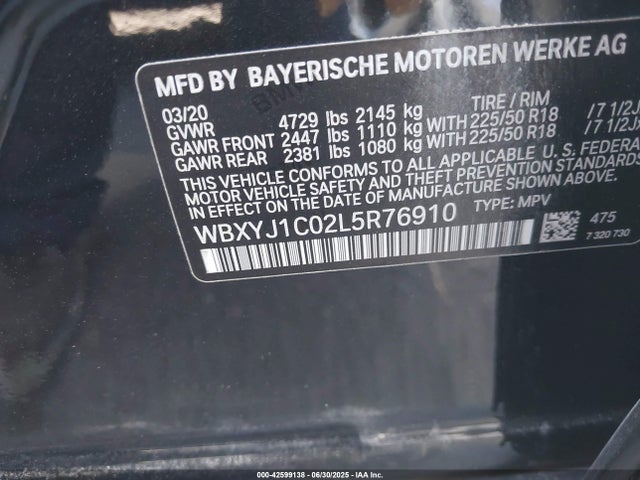 WBXYJ1C02L5R76910 BMW 2020