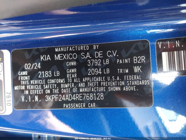 3KPF24AD4RE768128 KIA mpi nu