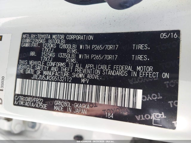 JTEZU5JR2G5132112 Toyota 1gr-fe