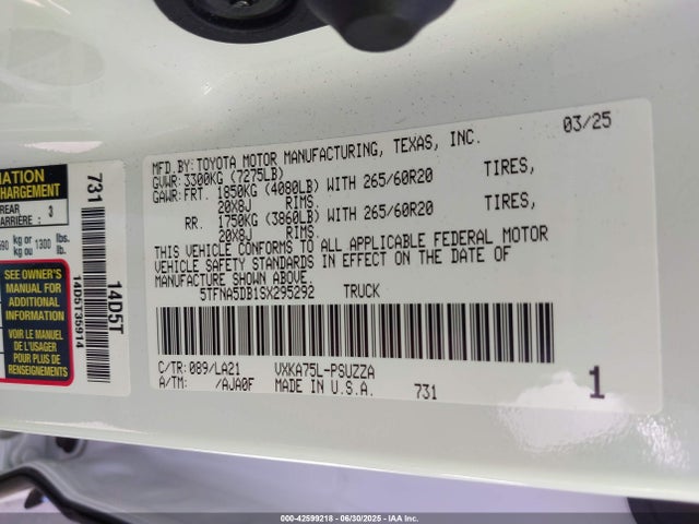 5TFNA5DB1SX295292 Toyota v35a-fts