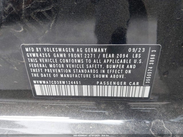 Volkswagen 2.0 tsi 2024 WVWWA7CD3RW124451 Image 9