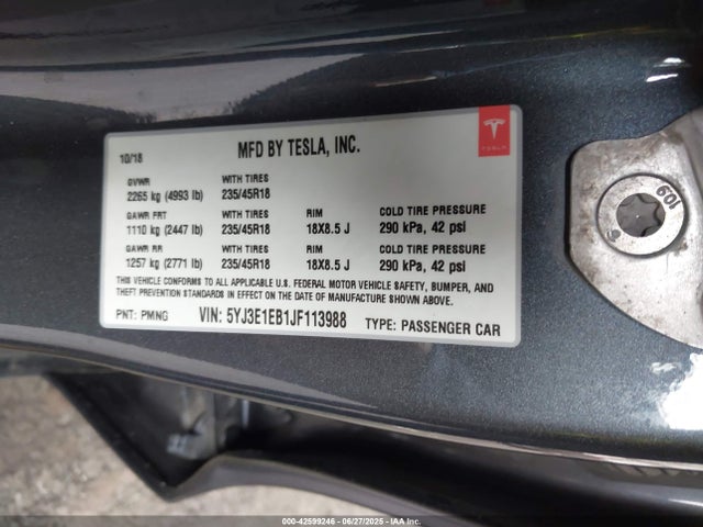2018 TESLA MODEL 3 5YJ3E1EB1JF113988 Photo 8