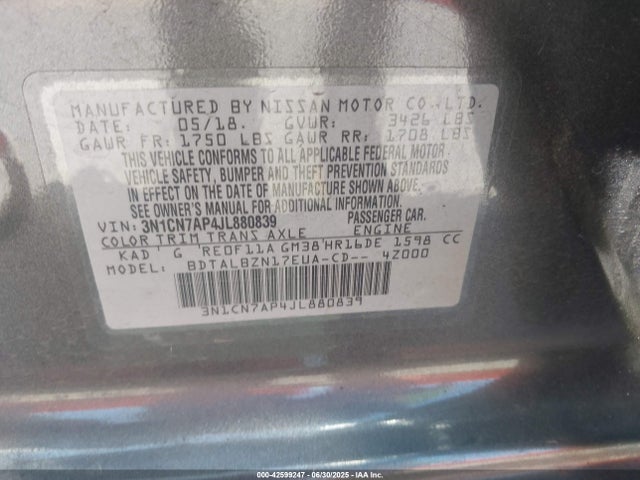 3N1CN7AP4JL880839 Nissan 2018