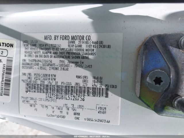 2020 FORD MUSTANG 1FATP8UH4L5120758 Photo 8