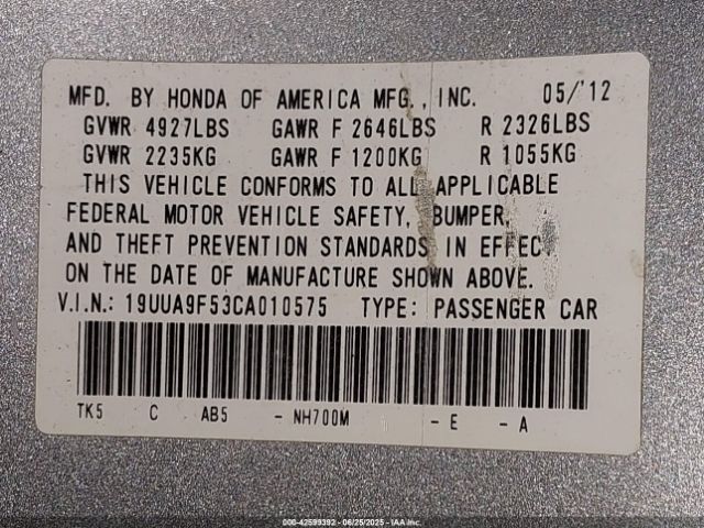 2012 ACURA TL 19UUA9F53CA010575 Photo 8