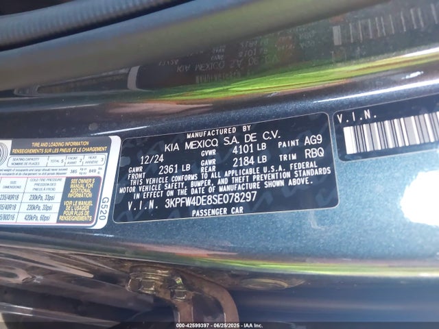 3KPFW4DE8SE078297 KIA mpi nu pe