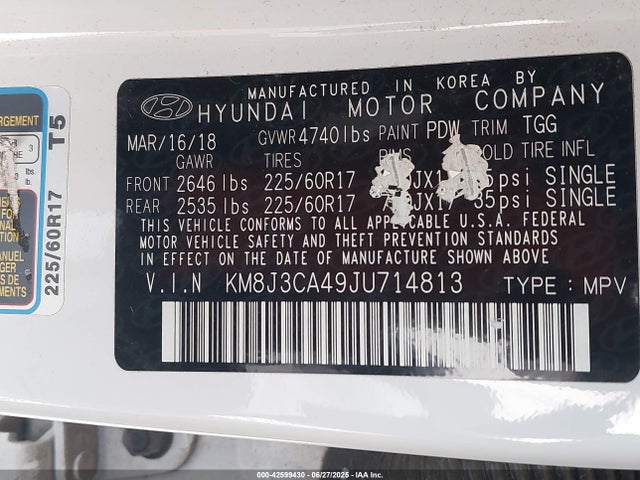 KM8J3CA49JU714813 Hyundai gdi nu